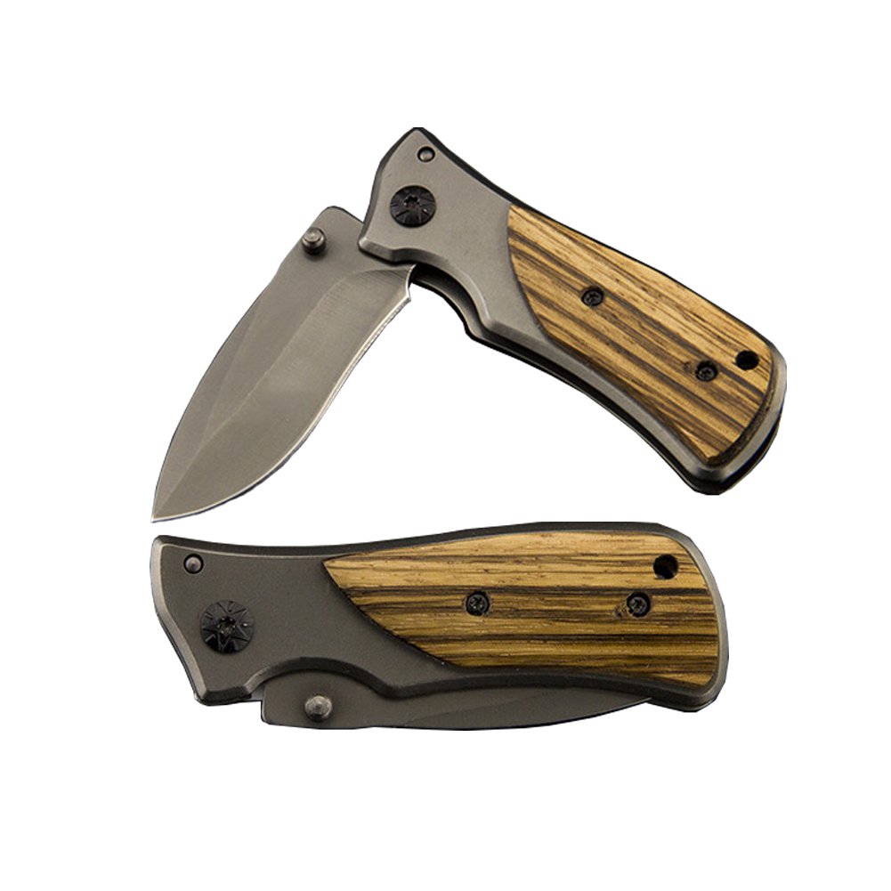 Folding Pocket Knife Multi Tool mit Holzgriff Klappmesser QBSPORTS