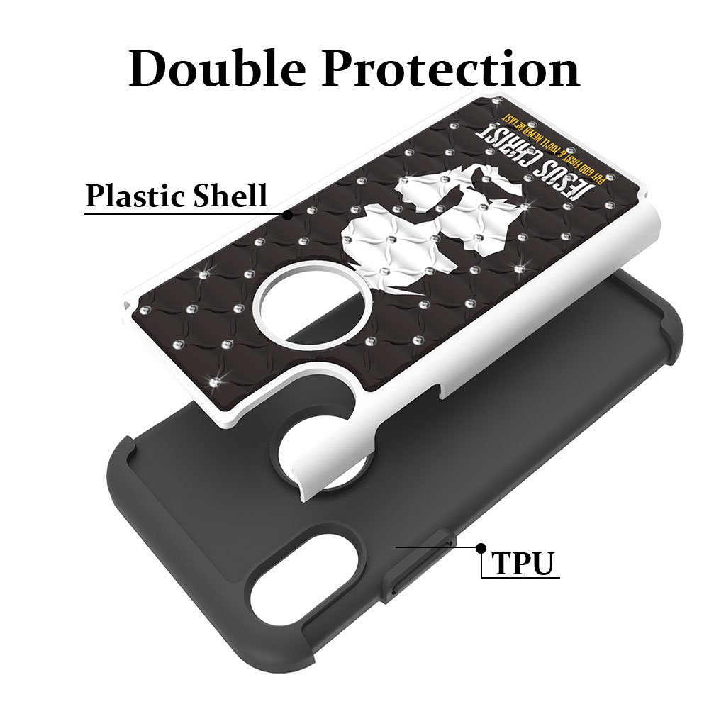 iPhone X Case, MagicSky [Shock Absorption] Studded Rhinestone Bling Hybrid Dual Layer Armor Defender Protective Case Cover for Apple iPhoneX - Jesus