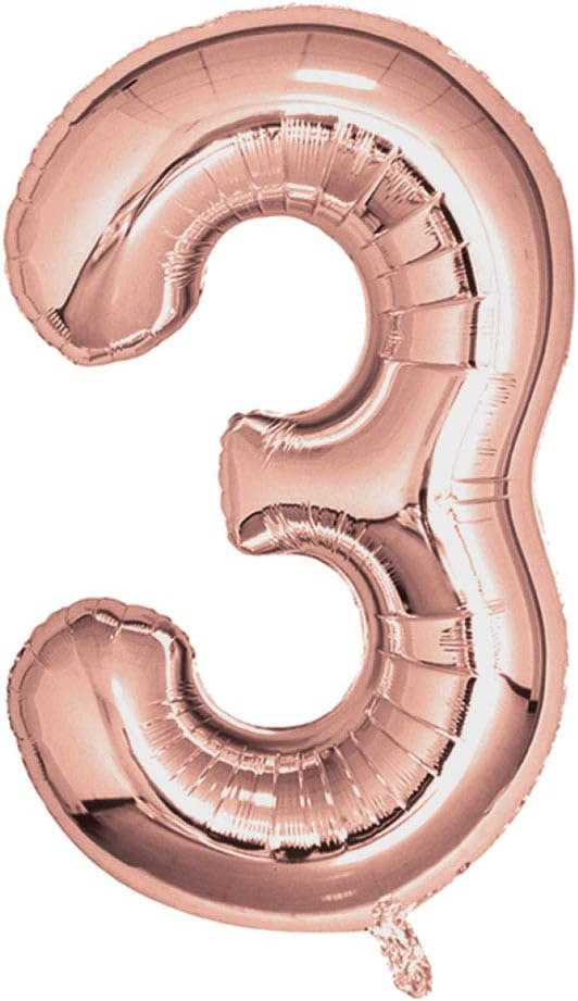 Neviti 777794 Rose Gold Foil Balloons 810mm (32") Number 3