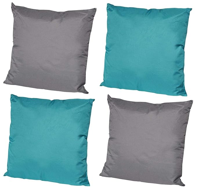 Coen Bakker 4X Outdoor Lounge Kissen 45x45cm viele Farben Dekokissen Wasserfest Sitzkissen Garten Stuhl, Farbe:2X Petrol - 2X