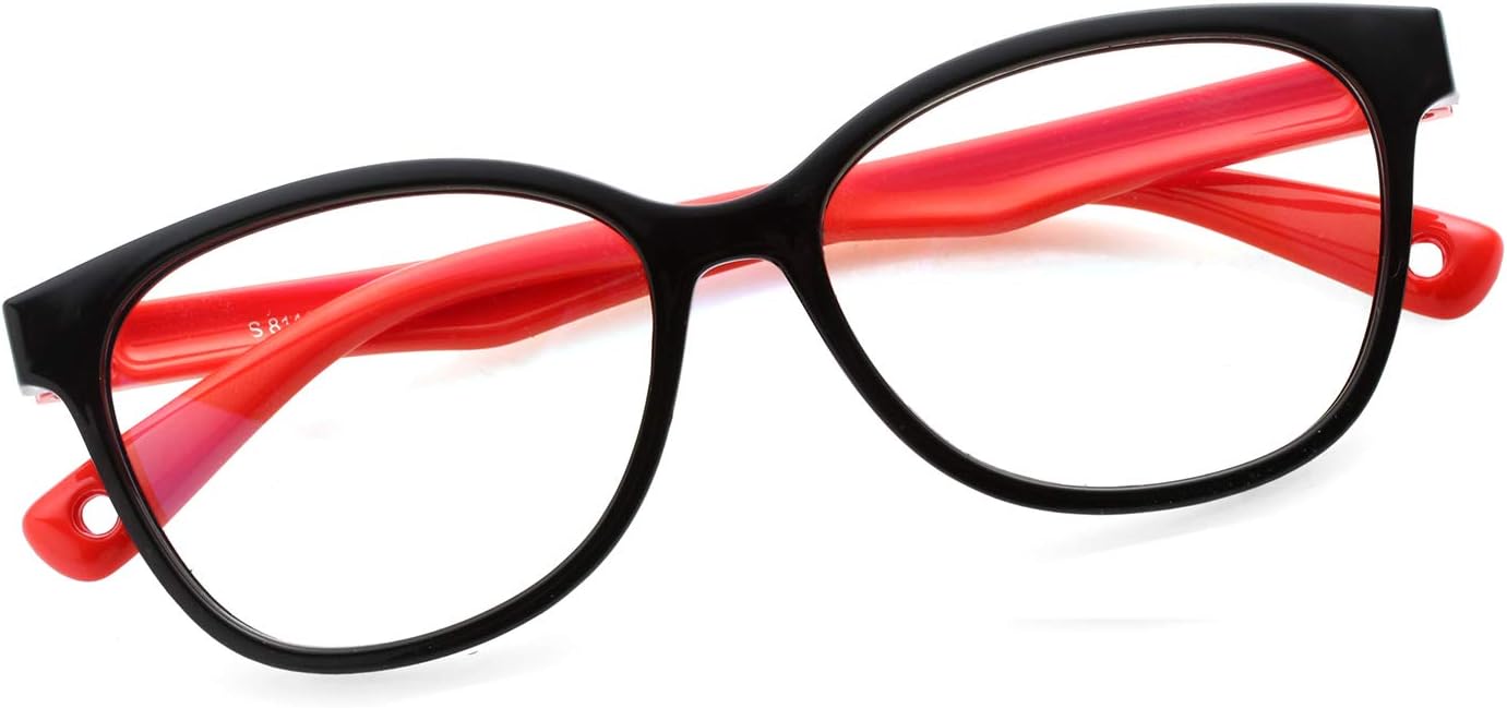 Kids Blue Light Blocking Glasses TPEE Rubber Flexible Frame With Glasses Rope, for Children Age 3-12