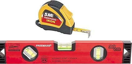 FREEMANS Ikon 5m:19mm Measuring Tape + 30cm Heavy Duty Magnetic Spirit Level