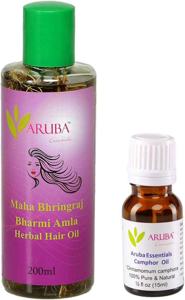 ARUBA Essentials Amla – Brahmi & Camphor Herbal Hair Oil (200 ml Hair Oil + 15 ml Undiluted Camphor Oil)