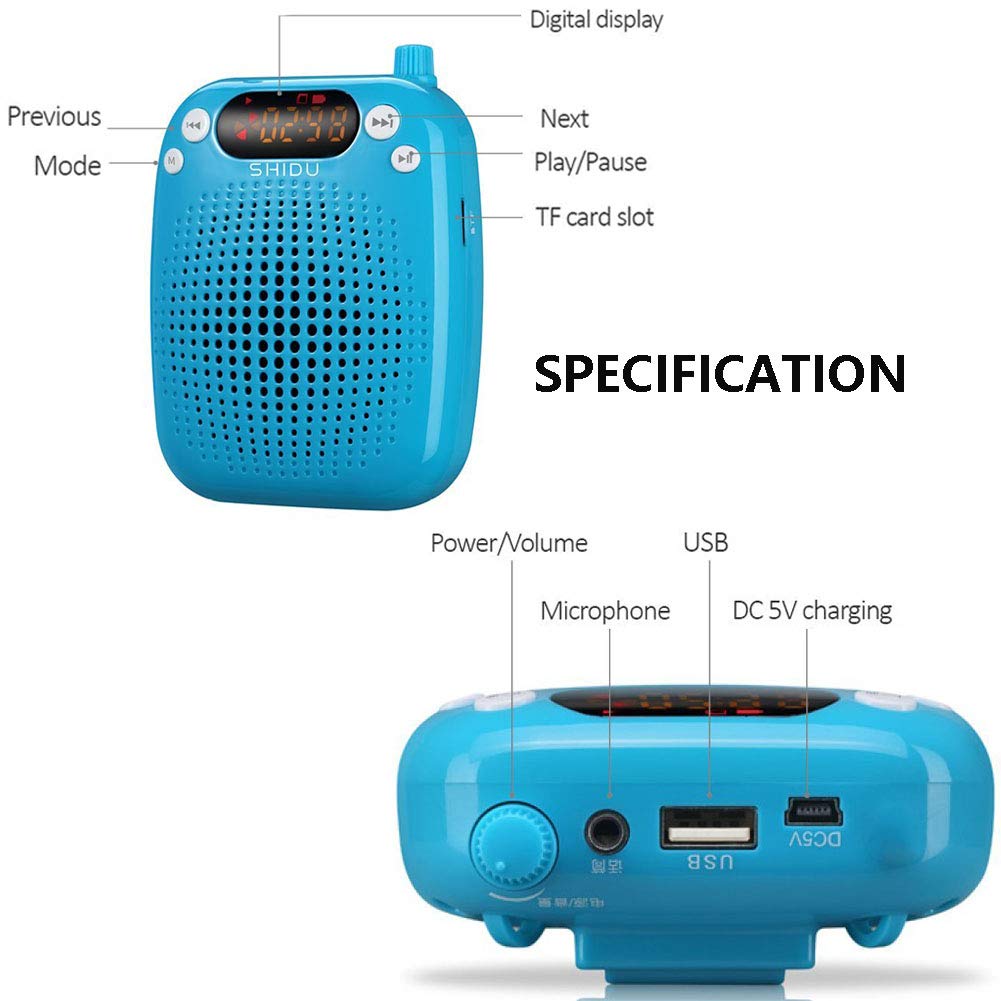 10W Wireless Voice Amplifier, Portable PA System Speaker with UHF Wireless Microphone Headset for Teachers, Tour Guides, Coacher, Singing, Training and Presentation
