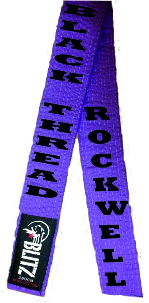 Purple Karate/Judo Belt Embroidered with your on Both Sides. Written in Rockwell Font