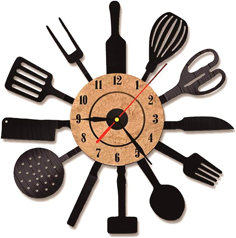 YANGMAN Utensilios De Cocina De Estilo Reloj De Pared De Vinilo, 3D