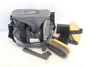 ARNDT Putztasche Pferdeputztasche Tasche gefüllt mit Putzzeug grau Pferdeputzset