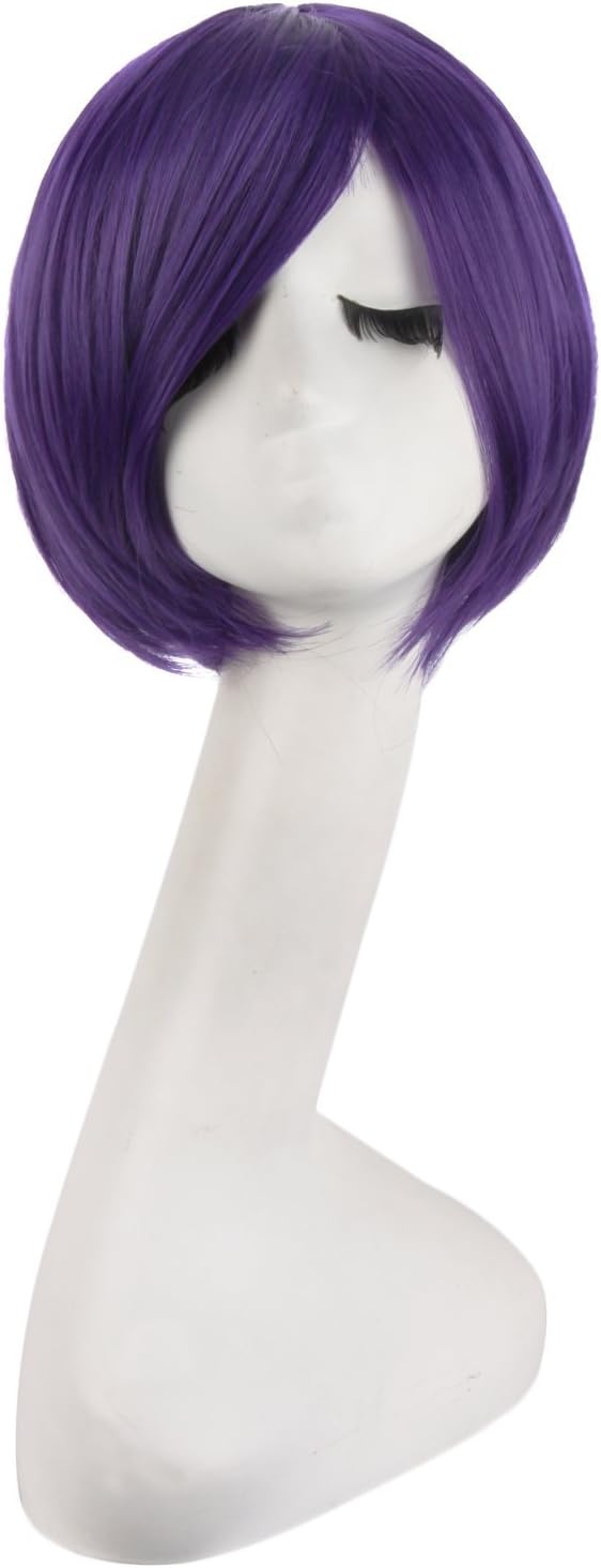 MapofBeauty 12"/30cm Short Paragraph Cosplay Wigs (Dark Purple), 12 Inch (Pack of 1)