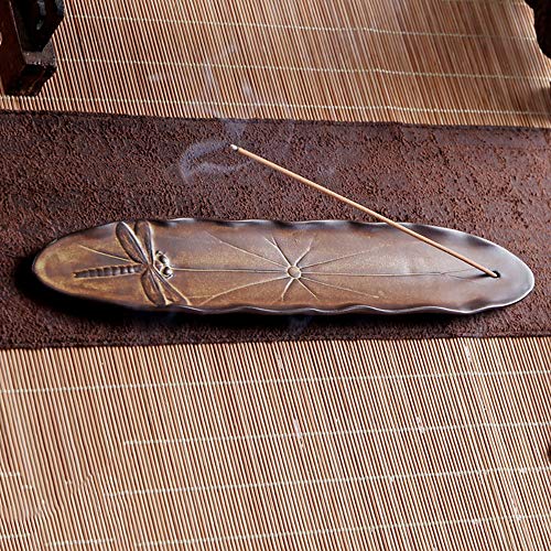 Aship Incense Burner Stick Holder Ceramic Incense Ash Catcher Handmade Leaf Dragonfly
