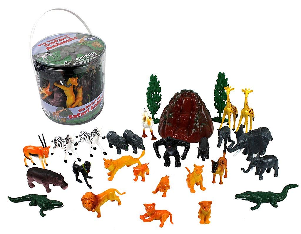 Buy Wild Animal Safari Action Figures Big Bucket of Jungle Safari Animals Huge 30 Piece Set