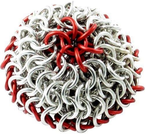 Dragon Droppings Chain Mail Metal Footbags-Silver and Red
