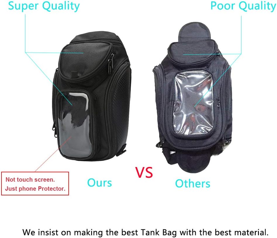 Motorcycle Tank Bag, Water Resistant with Super Strong Magnetic Gas Oil Fuel Tank Bag Black bigger Window for Honda Yamaha Suzuki Kawasaki Harley: Home Improvement