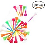 Kofull Rubber Cushion Top Golf Tees 2-3/4 inch Or 2-1/8 inch Random Color Golf Practicing for Golfer-50/ Pack