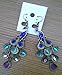 SODIAL(R) Retro Blue Rhinestone Peacock-Pattern Teardrop Tail Dangle Earrings