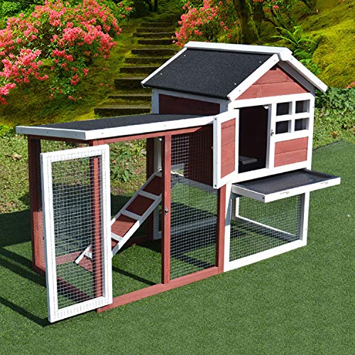 JHKGY Hühnerstall Hühnerstall Aus Holz,Holzkaninchen Hutch Bunny Cage,Garten Garten Hinterhof Hühnerstall Geflügelkäfig… – Bild 4