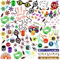 FUNNISM 145 Pieces Halloween Toys Assortment Halloween Party Favor, School Classroom Rewards, Trick Treating, Halloween Miniatures, Halloween Prizes