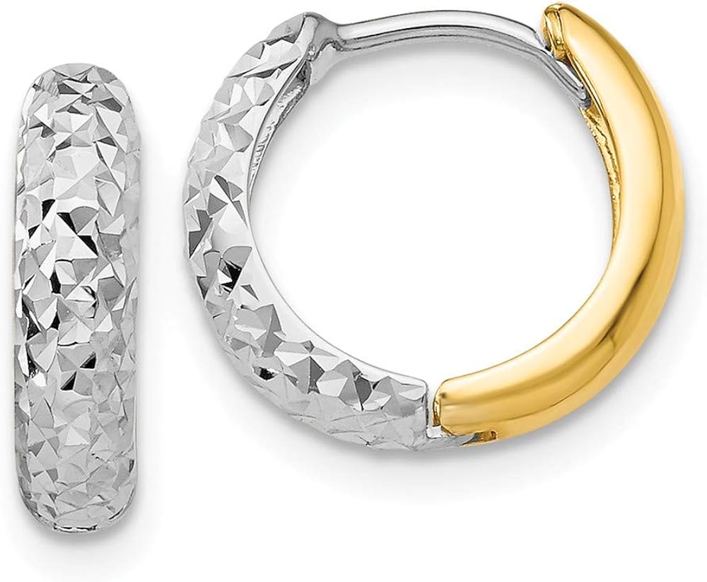 14K TwoTone Gold Reversible Huggie Hoop Earrings, 13mm (1/2") Amazon