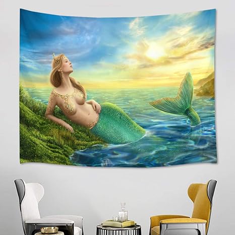Amazon Co Jp Lb 綺麗な人魚姫 タペストリー マーメイド 海 壁掛け おしゃれ 童話風 インテリア 多機能 部屋飾り 子供誕生日 パーティー 布ポスター 個性ギフト 150ｘ100cm ホーム キッチン