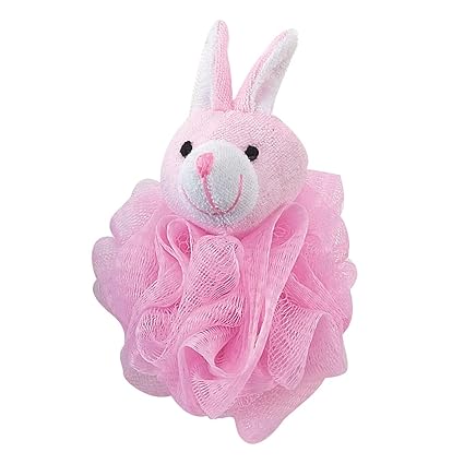 Cala Imported Premium Quality Light Weight Easy to Use Soft Touch Cleansing Kid's Shower Bath Net Loofah Sponge - Rabbit