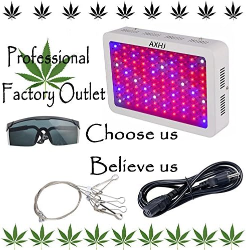 LED Grow Light, HillDan 1000W Double Chips Full Spectrum LED Grow Lamp with UV&amp;IR for Greenhouse Hydroponic Indoor Plants Veg and Flower All Phases of Plant Growth (With Goggles)
