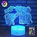 Elephant 3D Night Light for Kids 3D Lamp with 16 Colors Changing Remote Control Elephant Toys 10 9 3 5 2 8 1 7 6 4 Year Old Girls Women Baby Boys Gifts