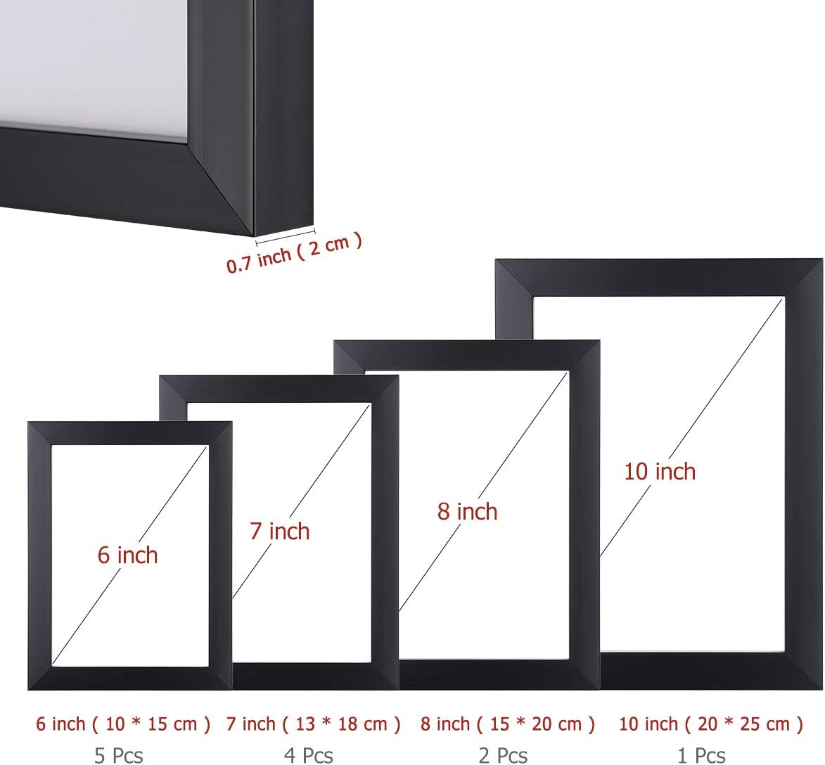 Homemaxs 12 Pcs Picture Frames, Picture Frames Set, Picture Frame Collage, Gallery Wall Frame Set, Photo Frames for Tabletop and Home Decor, One 8x10 in, Four 5x7 in, Five 4x6 in, Two 6x8 in, Black -