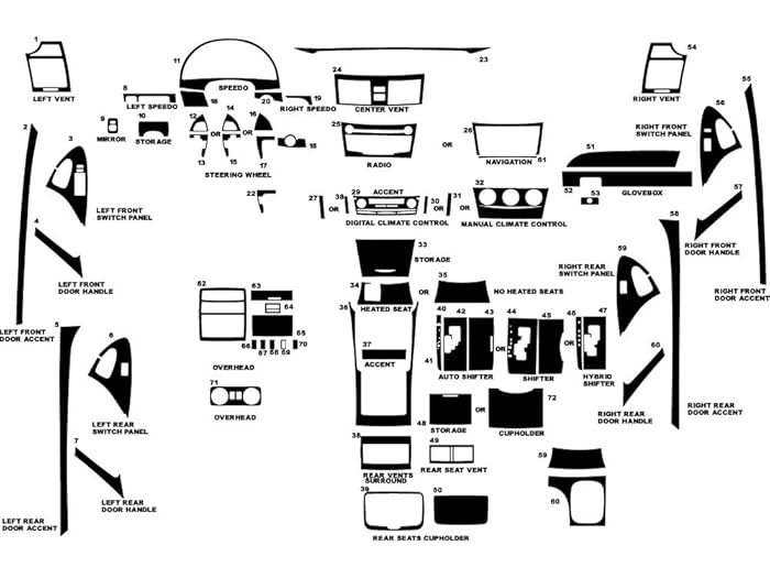 Rdash Dash Kit Decal Trim for Toyota Camry 2007-2011 - Wood Grain (Burlwood Honey)