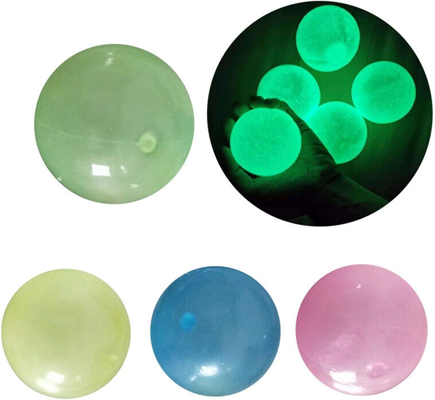AFGQIANG 4 Pack Waterproof Sticky Wall Balls Stress Relief Toys Squash
