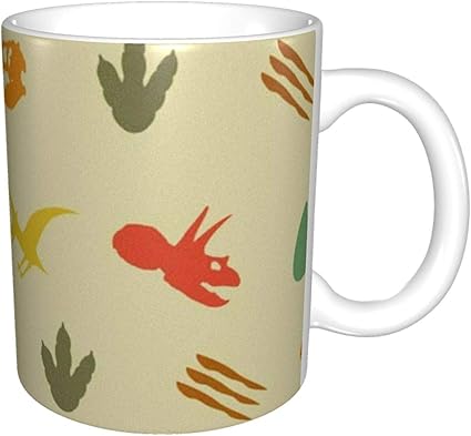 Amazon Co Jp マグカップ コーヒーカップ 恐竜 足跡 かわいい セラミック お茶カップ ビッグマグ ハンドル付き コップ 耐熱 耐冷 陶器 330ml 大容量 男性 女性 仕事用 贈り物 人気ギフ ホーム キッチン