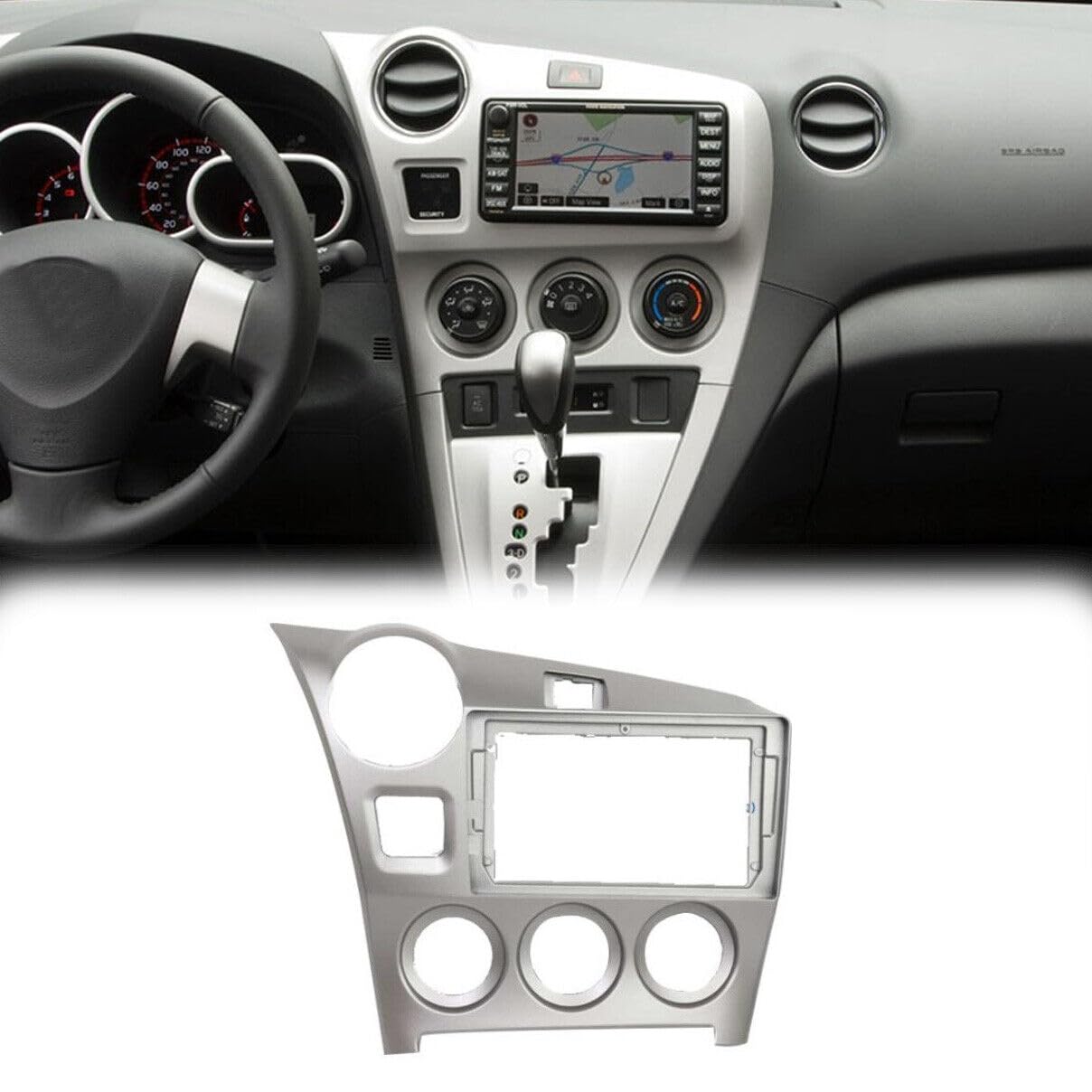 Photo 1 of 9'' Car Radio Stereo Fascia Frame Panel Cover Trim for Toyota Matrix 2003-2008 2010 2011 2012 2013 2014 Silver (Not Fit for 2009 Matrix 1.8 Base)