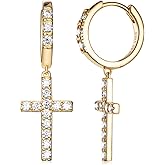 D Color VVS1 Clarity Moissanite Sparkle Cross Earrings Unisex, Really Authentic Solid 925 Sterling Silver Hypoallergenic, Birthday Anniversary Valentines Ideal Gift for Women Men