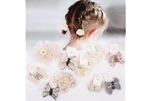 BIANHUAN 10 pairs Hair Ties With Bows 1.2 Inch Small, Ponytail Holders Pigtails Elastic Bands Hair Accessories For [Toddler] Kids [Baby] [Girl]s (Set-B)