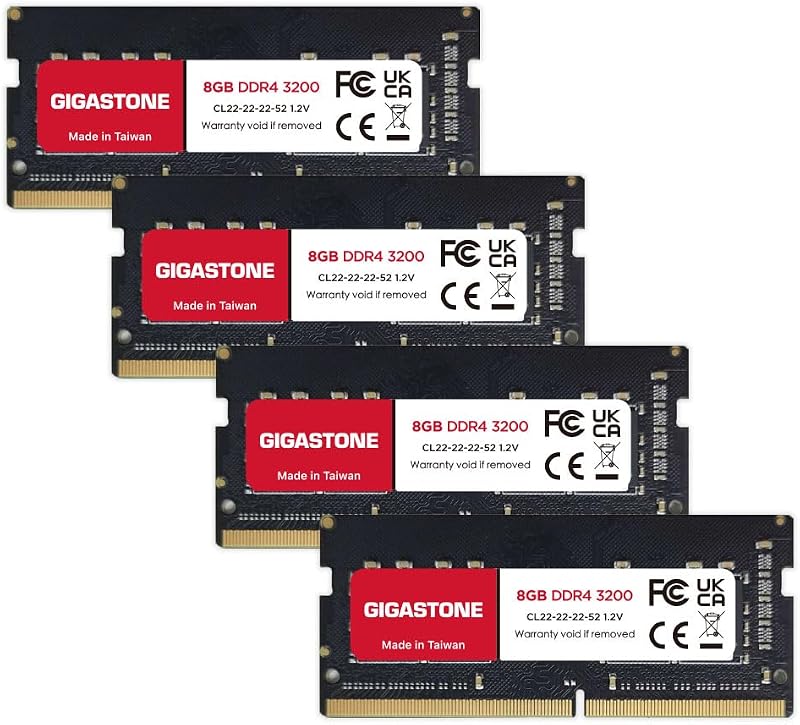 Gigastone 32GB Kit 4x8GB DDR4 3200MHz SODIMM Laptop RAM PC4-25600 CL22 1.2V