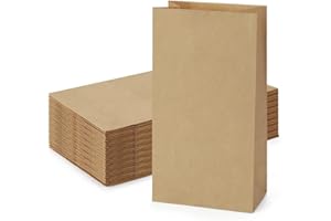 SHOPDAY 100 Pack Brown Kraft Paper Lunch Bags, 4lb Capacity, 5x2.95x9.45 Inches, Fold Top, Disposable, Brown