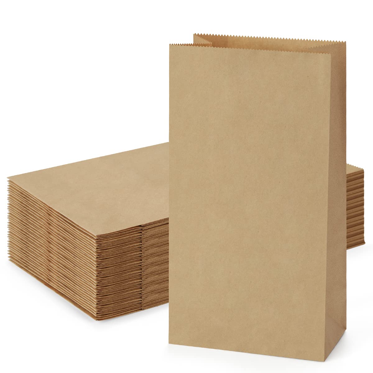 Photo 1 of SHOPDAY 100 Pack Brown Kraft Paper Lunch Bags, 4lb Capacity, 5x2.95x9.45 Inches, Fold Top, Disposable, Brown