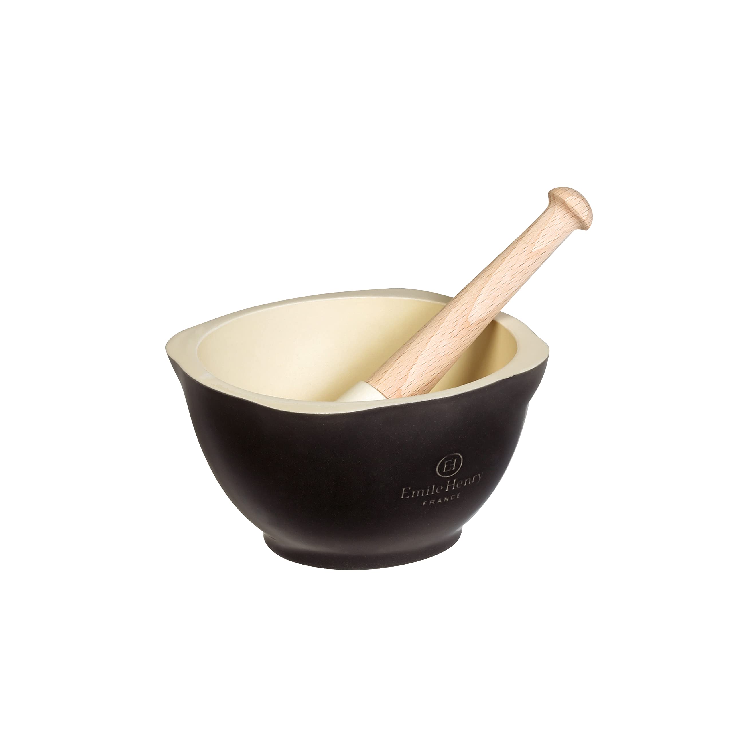 Emile Henry Ceramic Mortar and Pestle, Charcoal