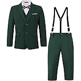 MAGE MALE Boys Multiple Colour Formal Dress Suits 5 Piece Slim Fit Dresswear Suit Set with Kids Suspenders