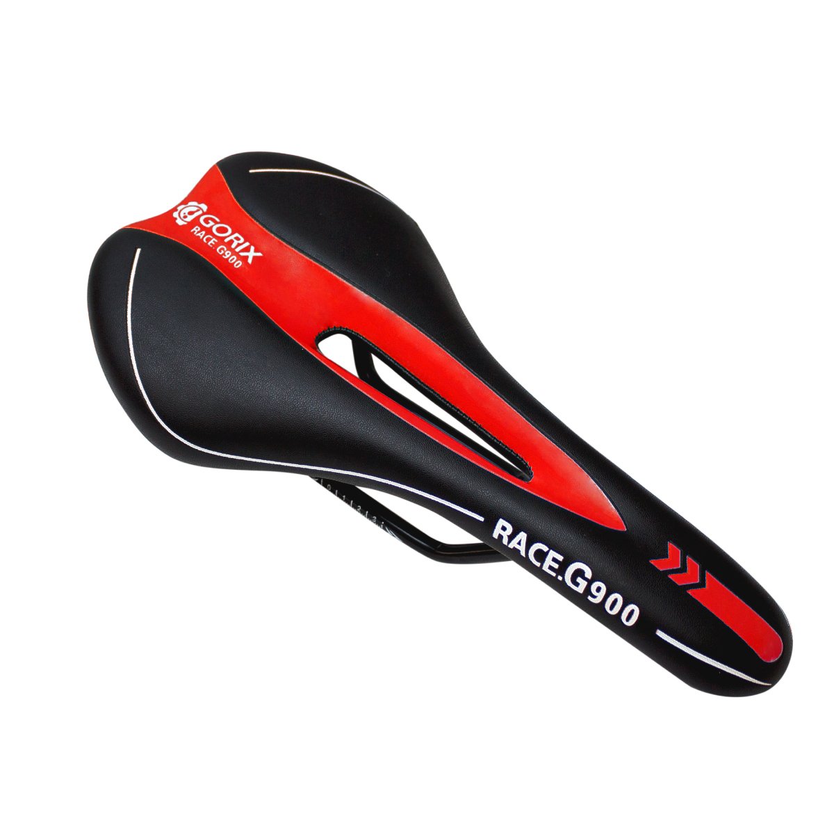 GORIX Bike Saddle Seat Racing Model Comfortable Cushion with Rail Mountain Road Bicycle for Men and Women (3621A) (Black×Red)