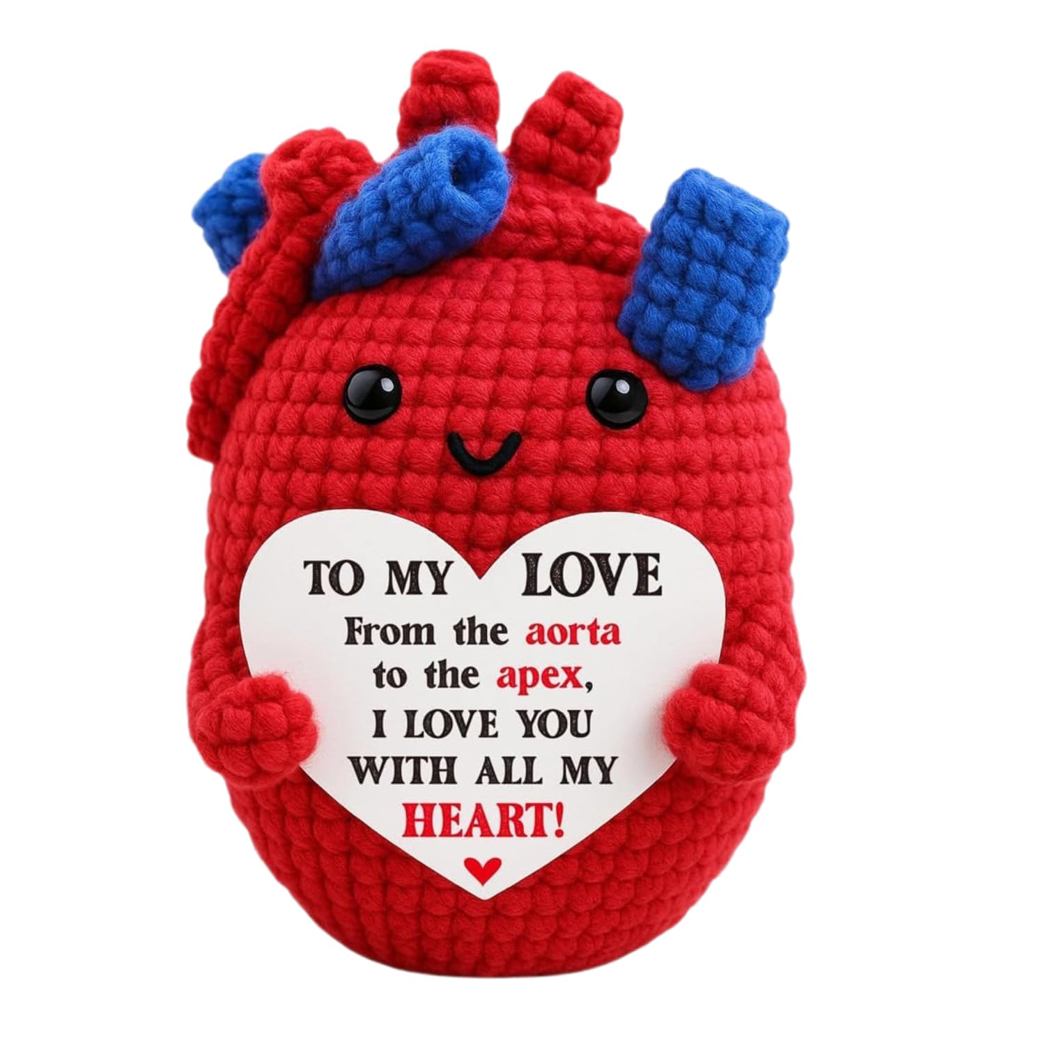 Crochet Mini Heart Love, Anatomical Crochet Heart Emotional Support Crochet Gifts for Boyfriend Girlfriend Husband Wife Anniversary Christmas Valentine's Day Positive Hearts Doll Gift for Couples