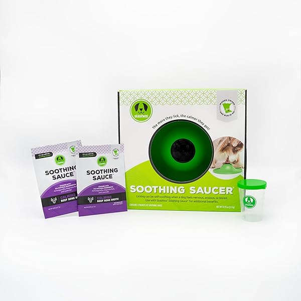 STASHIOS SOOTHING SAUCE BEEF BONE BROTH GOOD BREATH POWDER SUPPLEMENT FOR DOGS, ALL NATURAL ANXIETY RELIEF, MADE IN THE USA, 3 OZ