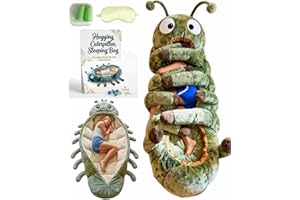 Hugging Caterpillar Sleeping Bag for Adults/Kids Humans, Giant Wearable Plush Lounger Pillow with Pull Cord, Soft Fuzzy Cocoo