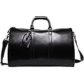 Leathario Travel Duffle Bag For Men Women Genuine Leather Overnight Weekender Bag Vintage Luggage Carry On Airplane Large Retro Unisex