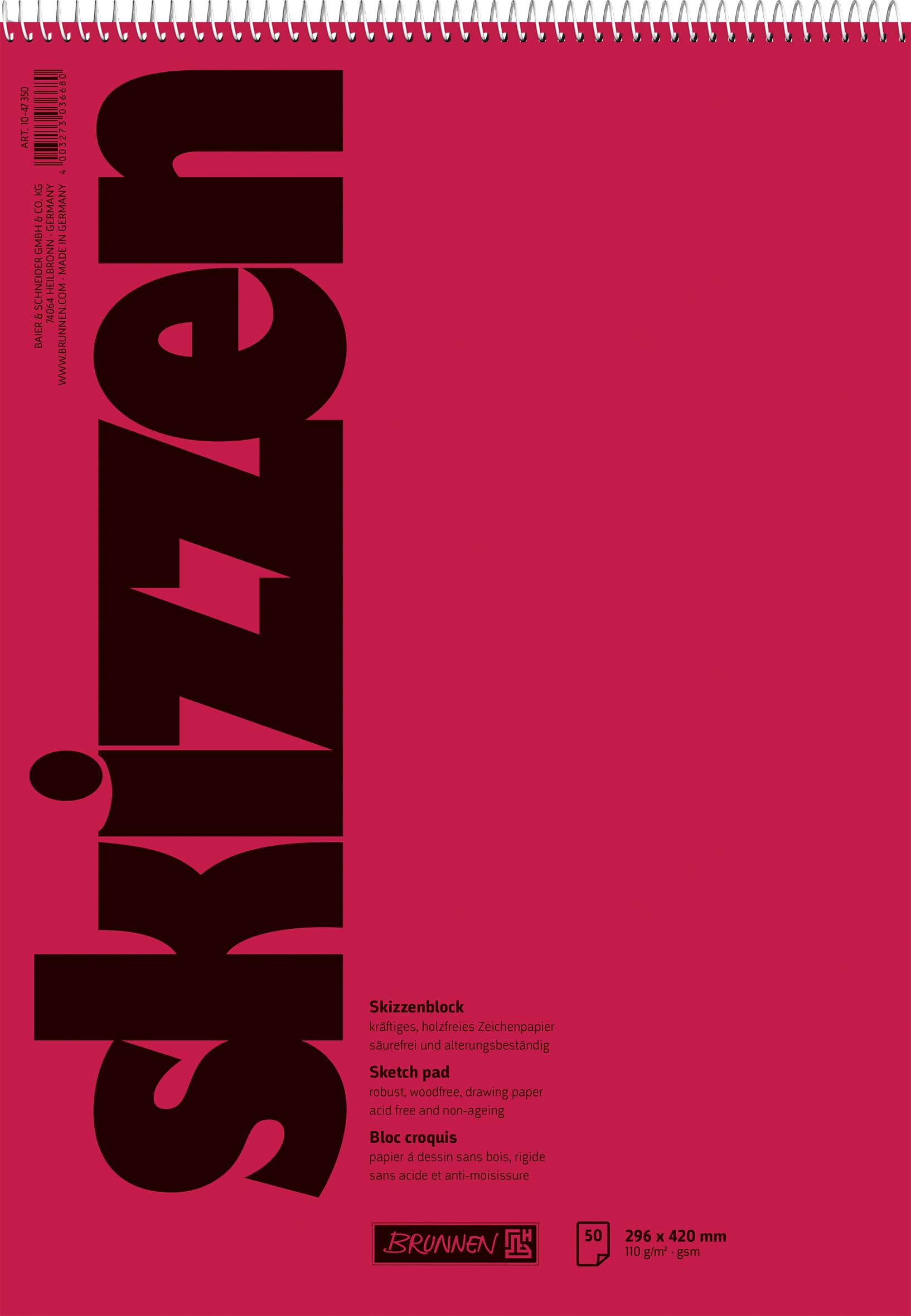 Brunnen Drawing/Sketch Pad A3 297 x 420 mm 110 GSM 50 Sheets