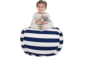 Nobildonna Stuffed Animal Storage Bean Bag Chair Cover Only for Kids Girls Toddler, Large Beanbag Chair Without Filling for Organizing Children Soft Plush Toys