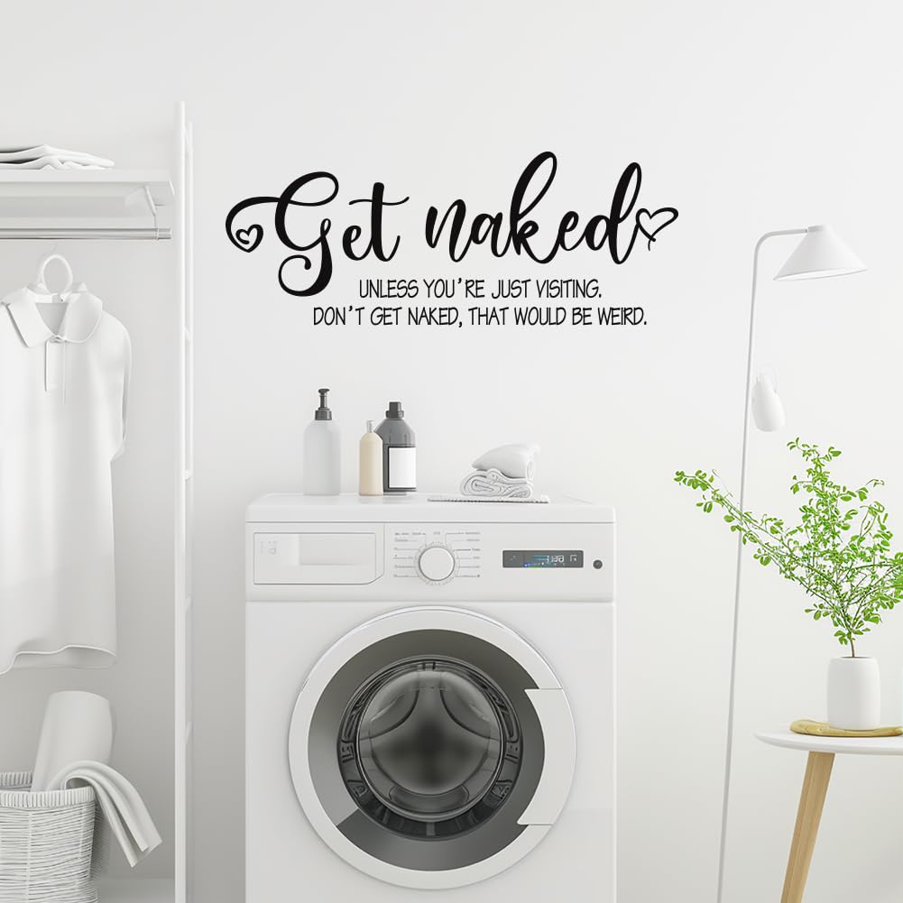 SUPERDANT Get Naked Wall Stickers Vinyl Bathroom Wall Decals Funny Bath Word Art Wall DIY Decoration Letter Print Minimalism Family Quote Wall Art Word Sayings Sticker Sign