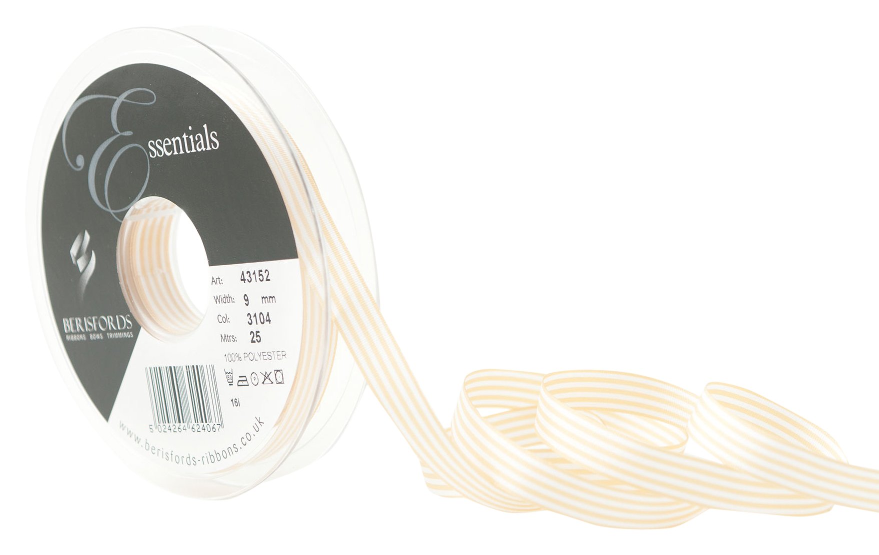 Berisfords Stripes, Polyester, Beige, 10.4 x 10.4 x 1.2 cm