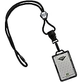 Specialist ID Detachable Lanyard and Identity Stronghold 2-Card RFID Blocking Badge Holder - 2 Sided/Blocks 13.56MHz Signal - Double Sided - Secure CAC PIV TWIC Card Holder (Black)