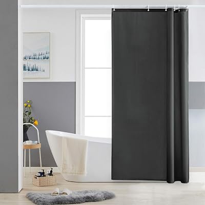 Furlinic Shower Curtain Mould Proof Waterproof Polyester 33x72 Inch Dark Grey
