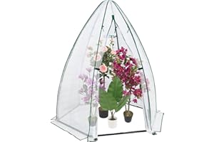PEAKPURSUIT Greenhouse for Outsides, 54”x 54”x 71” Heavy Duty Green House Tent with Durable PE Cover, Garden Plant Protector with Zippered Door Mesh Window for Vegetables Flowers Fruits Herbs, White