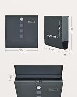 SONGMICS GMB120G01 Wall-Mounted Post Box with Lock and Rotating Lid view 6